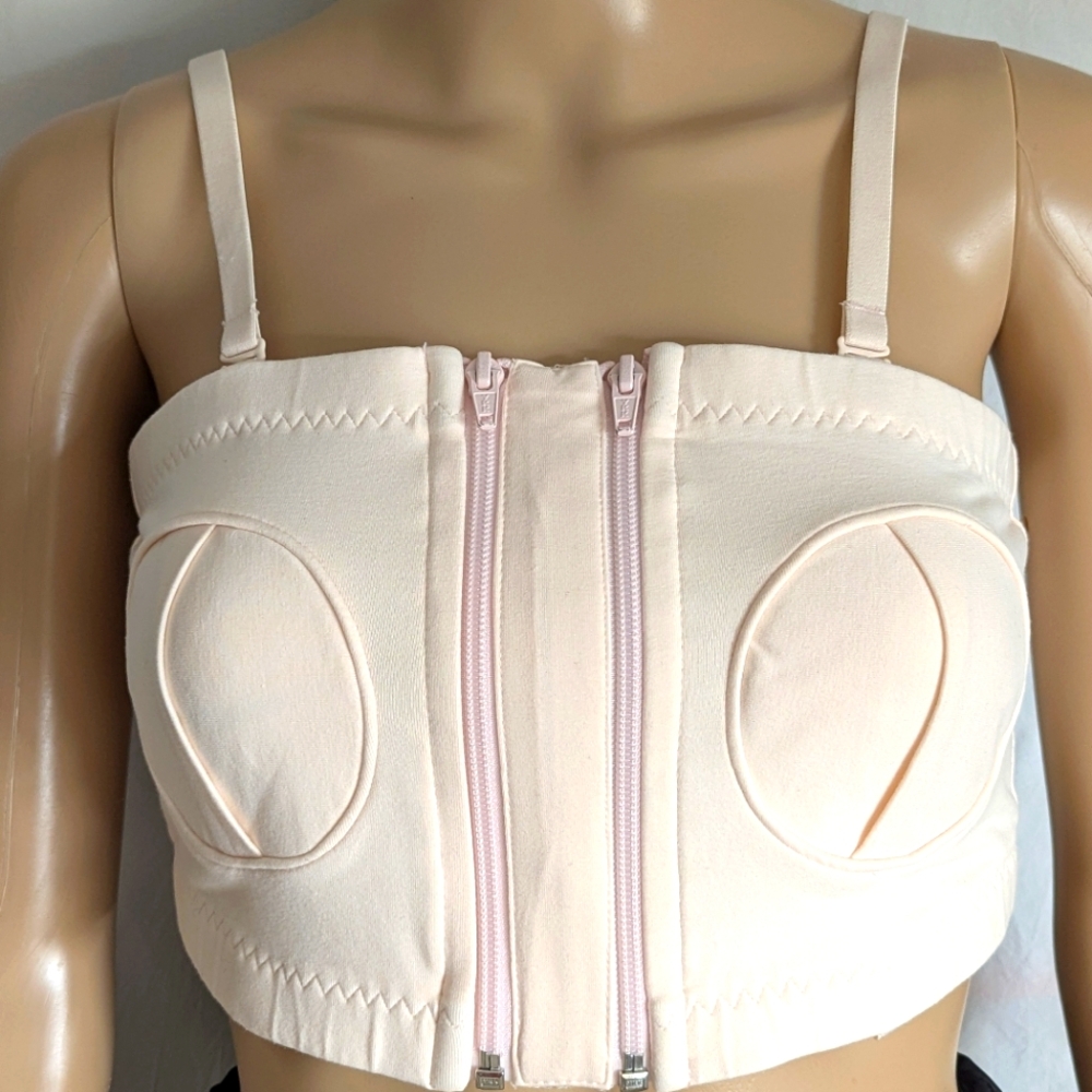 Pumping Bra For Nursing Moms Pale Pink Adjustable To Most Sizes